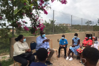 Mrs. Appiagyei (left) during a field visit to some districts in the Ashanti Region