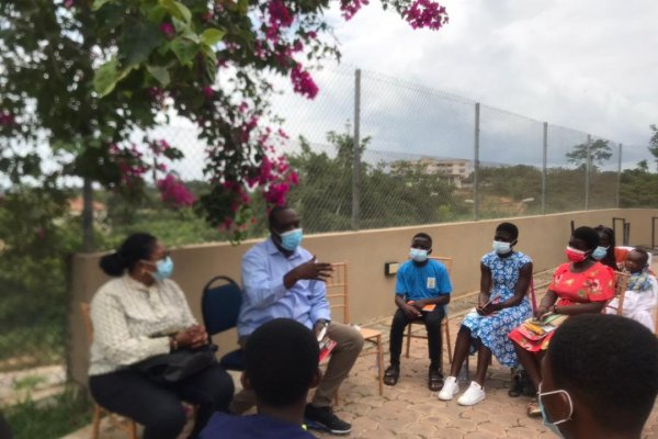 Mrs. Appiagyei (left) during a field visit to some districts in the Ashanti Region