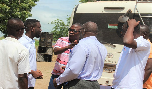 Daniel Kwame Gariba, DCE and members of the Rebecca Foundation at Kanjarga in Builsa South District