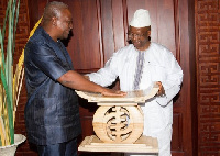 Mahama presents traditional stool to HE Osman Foday Yansaneh