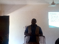 Mr Sabastian Mawuli Hotor speaking at the meeting