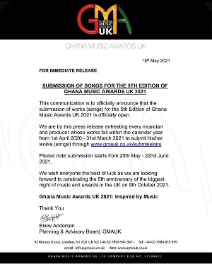 The press statement announced that music creatives can submit their work  for the awards