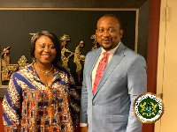 Deputy Minister of Information, Hon Pius Enam Hadzide with Mrs Martha Pobee