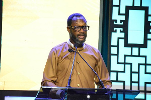 Selorm Adadevoh, CEO of MTN Ghana delivering a speech at the Heroes of Change awards event