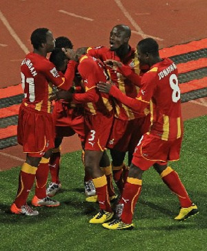 A file photo of the Black Stars celebrating their match winner against USA at the 2010 World Cup