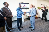 H.E. Soorooj Phokeer exchanging pleasantries with Dr Papa Kwesi Nduom