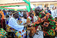 President Akufo-Addo exchanging pleasantries with the chiefs and people of the Volta Region