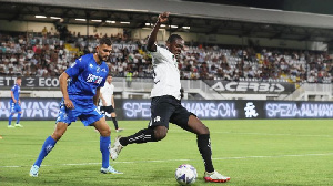 Emmanuel Gyasi (right) in action for his club