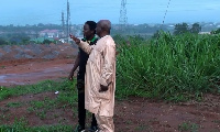 Alhaji Grusah with Kwaku Yeboah on the land