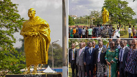 The statue captures Otumfuo Osei Tutu II dressed in his royal regalia