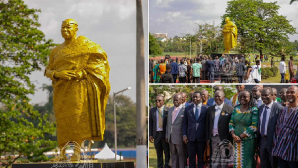 The statue captures Otumfuo Osei Tutu II dressed in his royal regalia