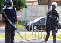 File photo of police at a blocked road