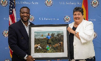 U.S. Ambassador Virginia Palmer with Stephen Ofori Amo