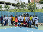 Players from Pulse Fitness and Our Lady of Grace Tennis Club
