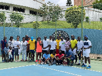 Players from Pulse Fitness and Our Lady of Grace Tennis Club