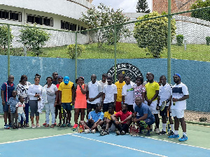 Players from Pulse Fitness and Our Lady of Grace Tennis Club