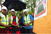 Mr. Isaac Asiamah with Nana Agyemang Badu II and his entourage at the site