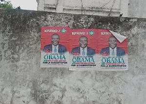 Posters of Vincent Sowah Odotei displayed in his constituency