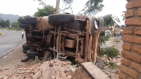 The truck hit pedestrians before ramming into Gisenyi Hospital fence.