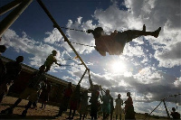 Children playing. Children are at risk f child labour in Ivory Coast and Ghana because it is cocoa h