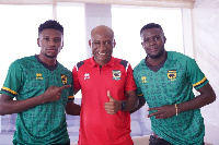 Ahmed Toure with Cameroonian players