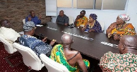 Former president John Mahama with some dignitaries from Ada