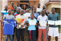 The Akosombo Hydro Spikes  in a group photo with Paul Ansah