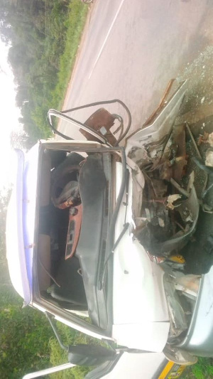 The accident occurred between two cars, a Hyundai van (Trotro) and a Toyota Corolla