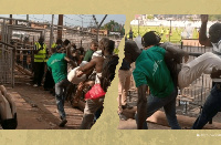 Photos of a journalist being thrown out of a match venue