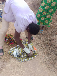 Amos Acheampong and his assistant had to deliver the mother in labour in a bush