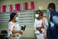 Mrs. Eunice Nyarko, Director of Safe Haven interacting with Her Ladyship Justice Gifty Dekyem