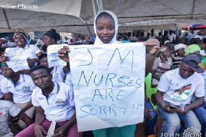 The nurses with their placards