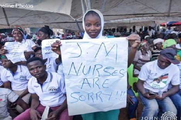 The nurses with their placards