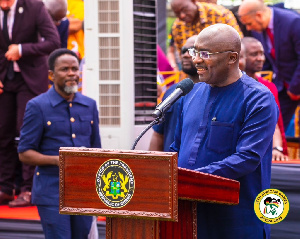 Dr Mahamudu Bawumia speaking at the commissioning of the Legon Stadium