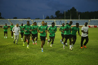 Black Stars players at training on Saturday