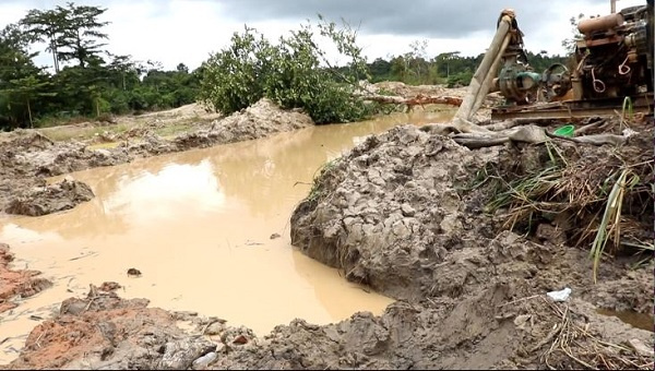 File photo of a destroyed water body due to galamsey activities