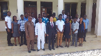 The beneficiary students in a group photograph with executives of the Lebanese Community