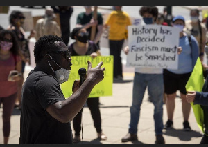 Nafis leading the forefront in one of the protests against racial abuse in the USA