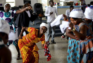 Worshippers dancing in church