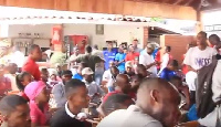 Some fans watching the match between Man United and Chelsea at Bosphorus Restaurant in Labone