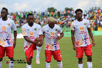 Hearts of Oak players, (L-R) Yassin Ouatching, Eric Esso, Gladson Awako, Suraj Seidu