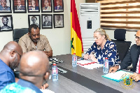 Dr Matthew Opoku Prempeh with Jutta Urpilainen and the EU delegation