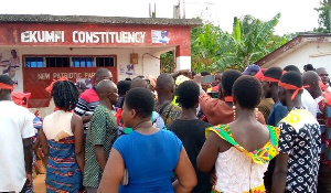 Supporters thronged the party office to register their displeasure