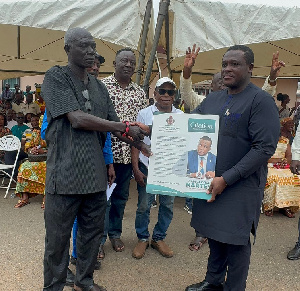 Sam George was honored with an honorary citation by the National Cadres Front, Tema Region