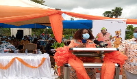 Board Chair of  World Vision Ghana, Efua Ghartey speaking at the function