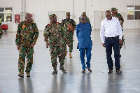 Minister for National Security, Albert Kan-Dapaah  with some  security heads during the inspection