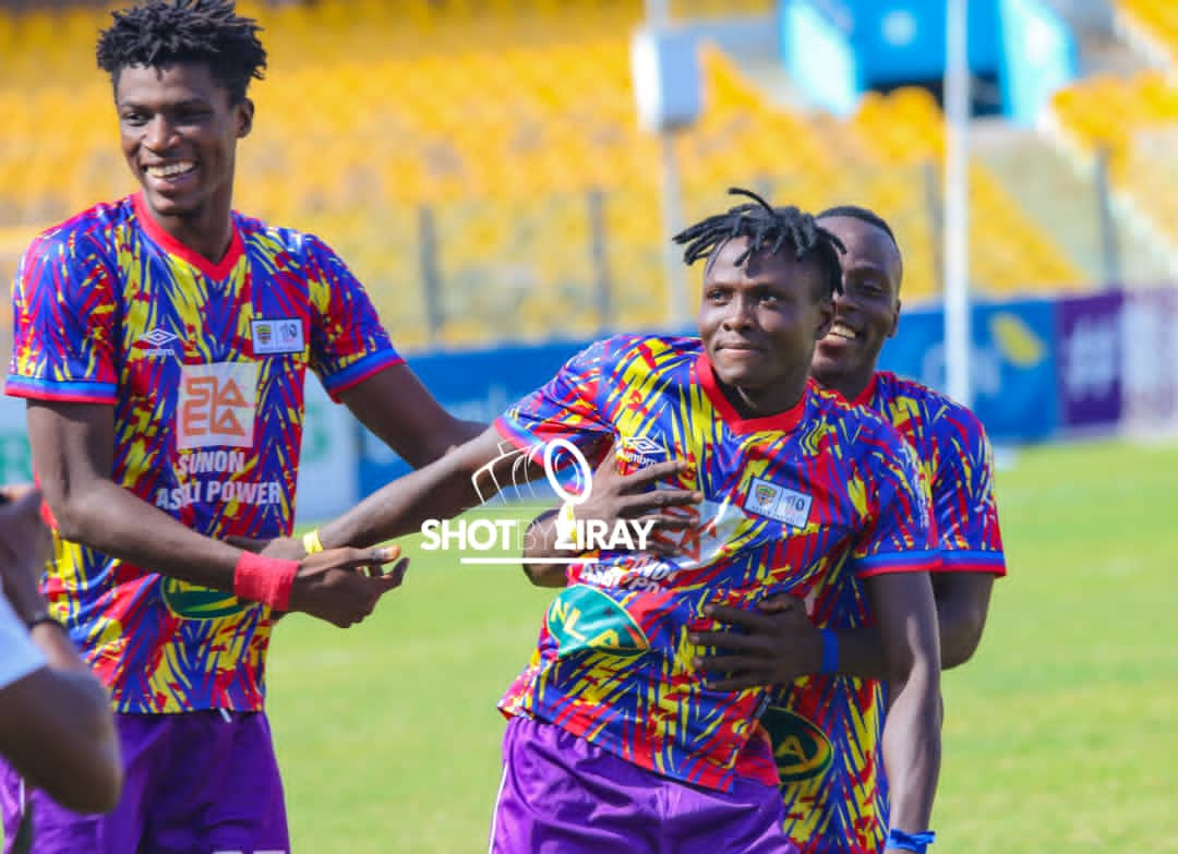 Samuel Inkoom (right) celebrates his first goal for Hearts