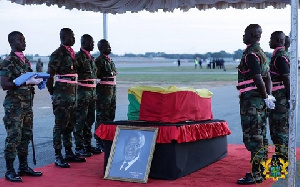 Kofi Annan's body arrived in Ghana yesterday