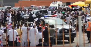 Nana Akufo-Addo arrives at the Accra Sports Stadium