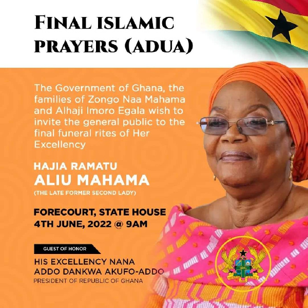 The funeral of the late former Second Lady will be on June 4, 2022